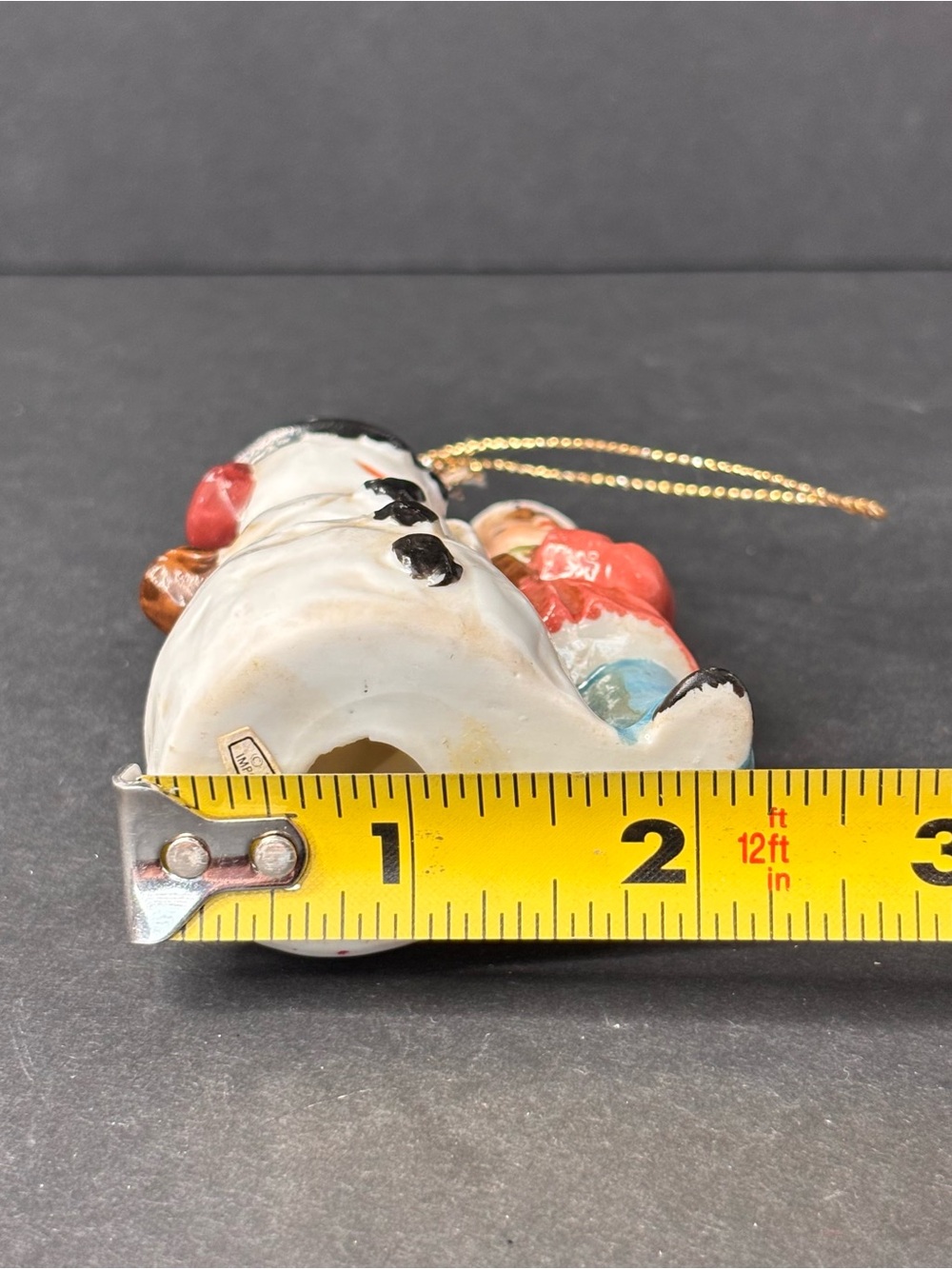 Vtg Bronson ImportsCeramic Hanging Decorative Snowman & Child Christmas Ornament - Picture 9 of 10